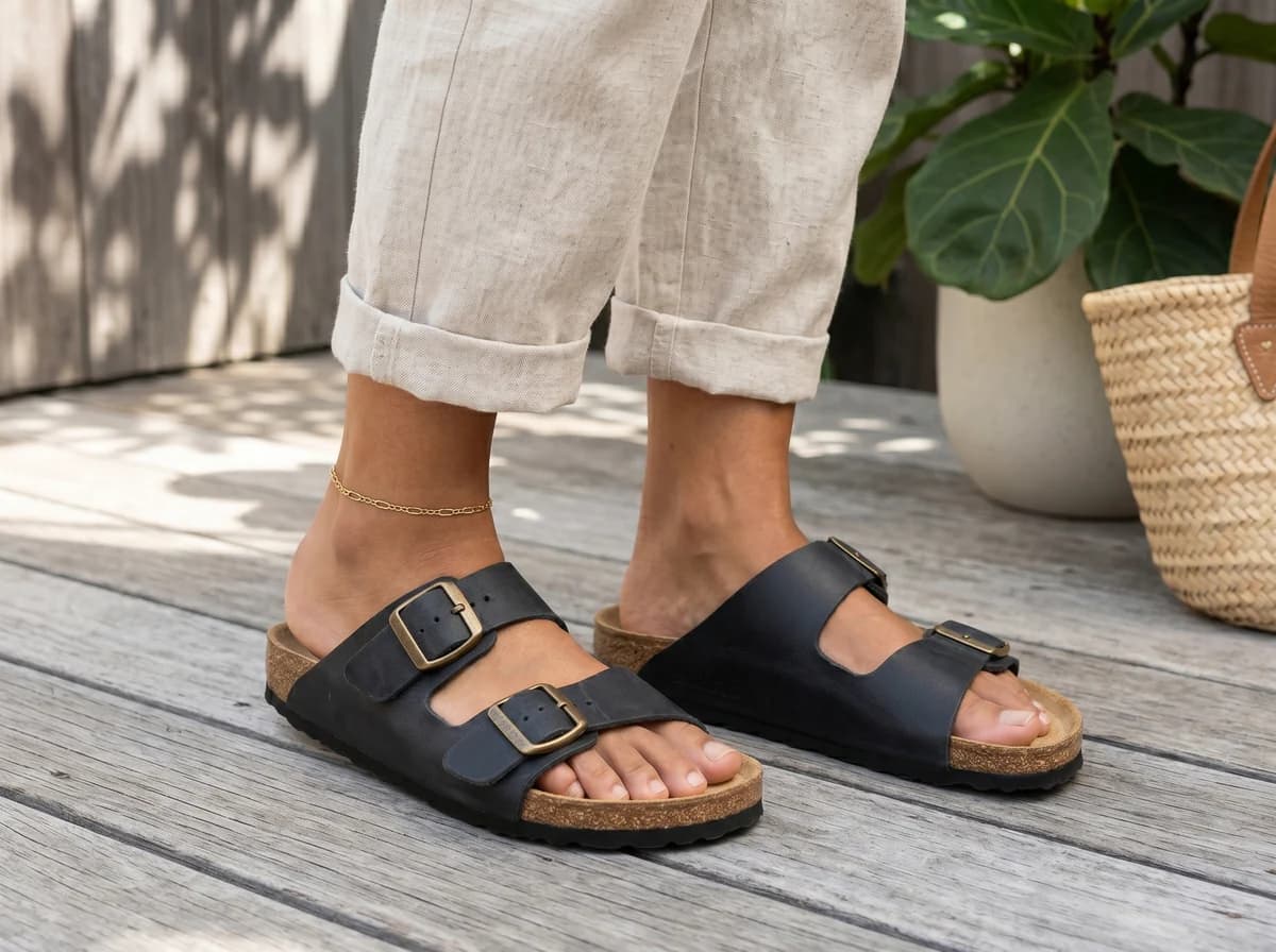 Artisan Dual-Strap Cork Footbed Sandals